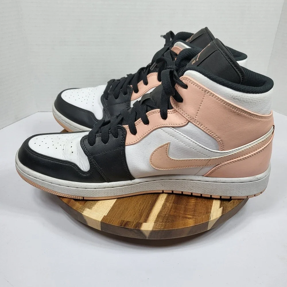Jordan Air Jordan 1 Mid Mens 12 Arctic Orange Black White 554724-133 Sneaker